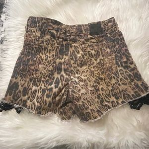 Leopard Print Denim Shorts